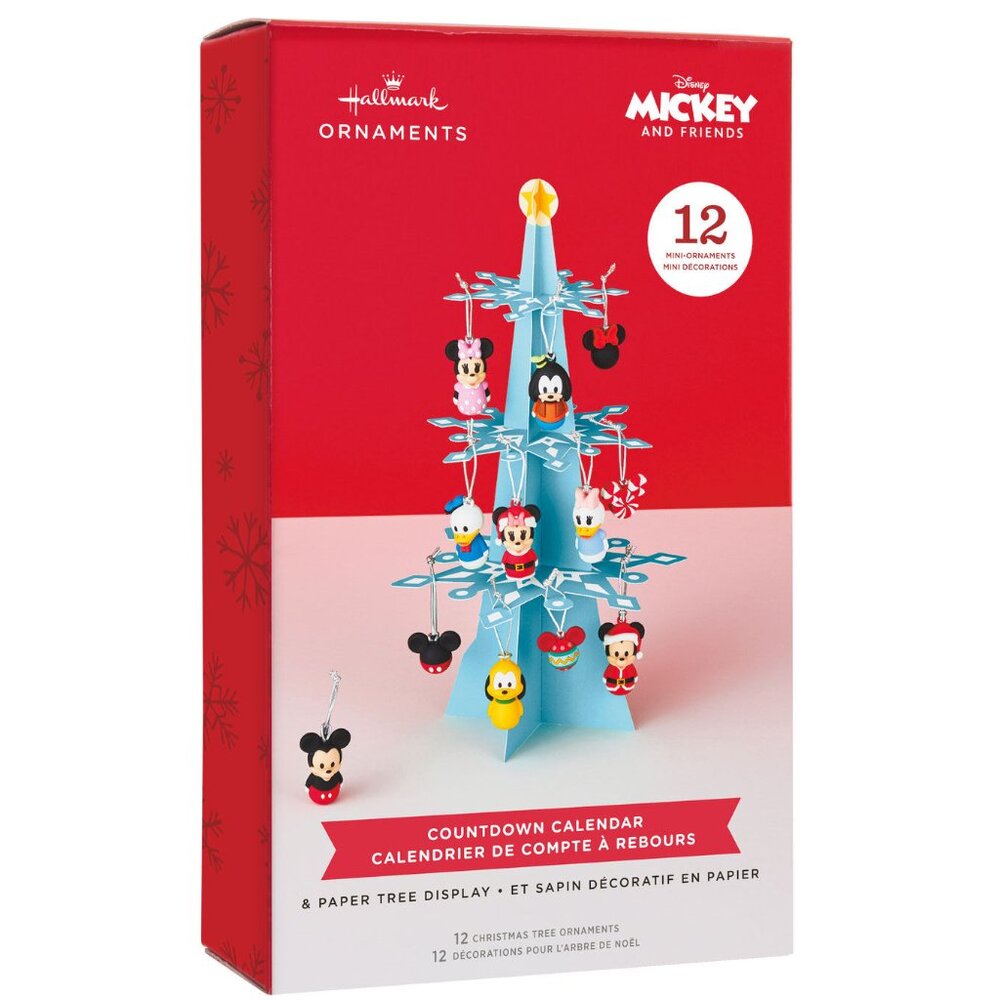 New! Disney Mickey & Friends Advent Calendar 12 Hallmark Ornament Set